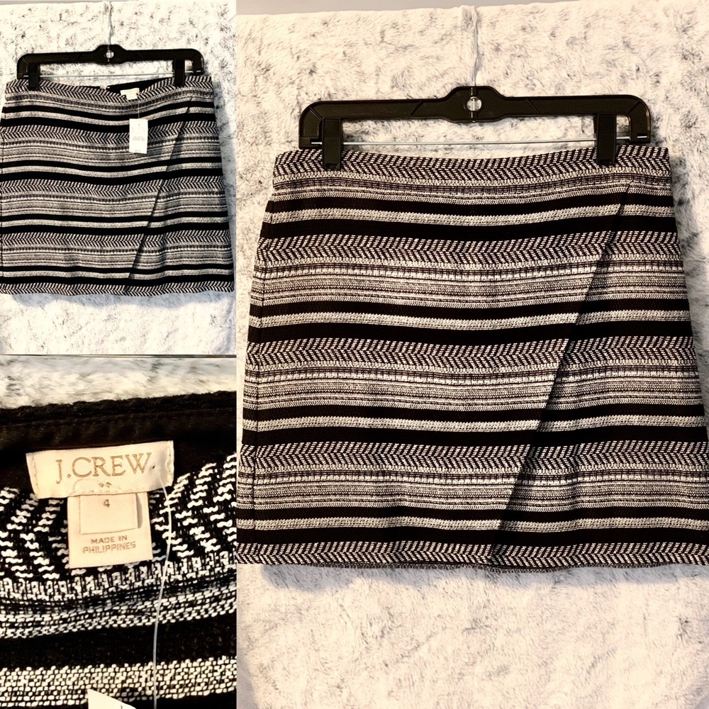 J.Crew Striped Textured Split Front Skirt